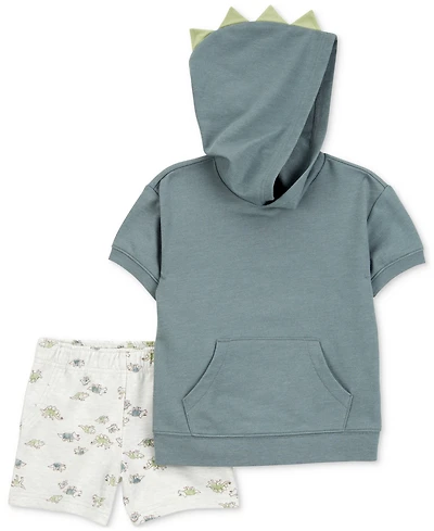 Carter's Toddler Boys Dinosaur Hooded Top & Shorts, 2-Piece Set