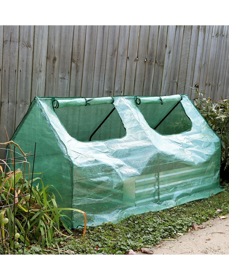 Outdoor Portable Mini Cloche Greenhouse with Zipper Doors
