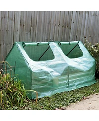 Outdoor Portable Mini Cloche Greenhouse with Zipper Doors
