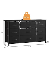 gaomon Dresser for Bedroom 55''Tv Stand with Power Outlet & Led Wide Dresser with 10 Large Drawers