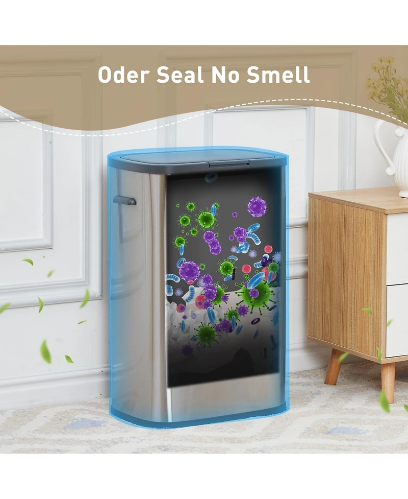 gaomon Trash Can, 55 L/14.5 Gallon Trash Can with Pop-Up Lid, Stainless Steel Kitchen Garbage Can