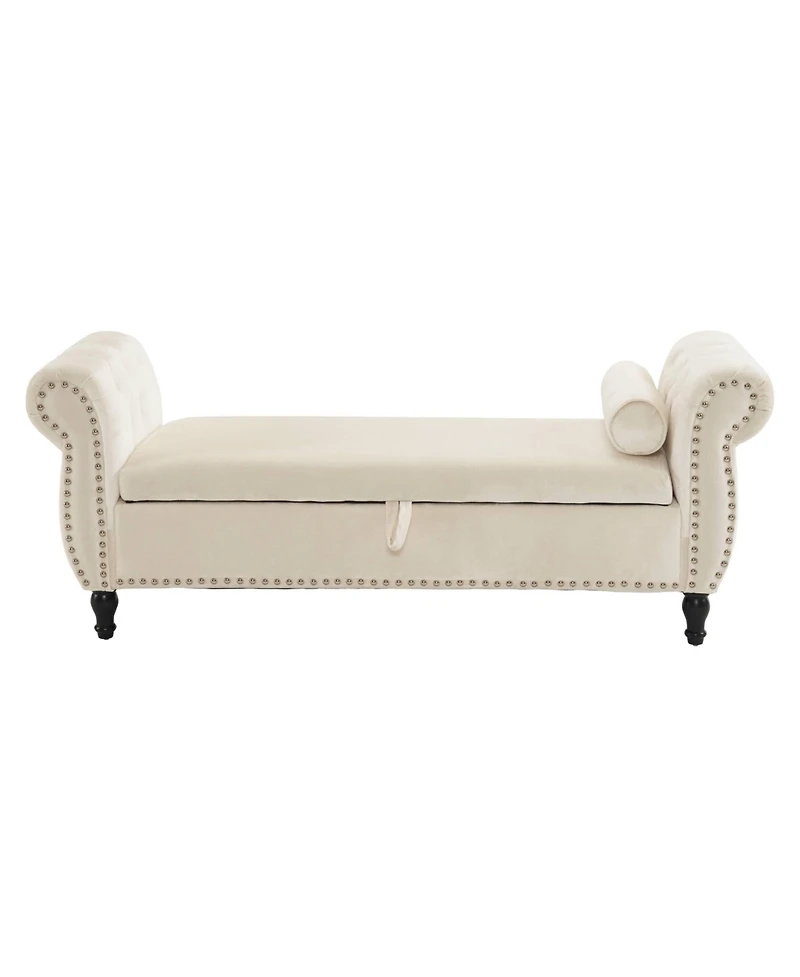 Velvet Storage Ottoman Bench with Pillow, Stylish Footrest and Hidden for Living Room, Bedroom, or Entryway-The Pop Home