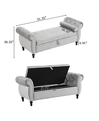Velvet Storage Ottoman Bench with Pillow, Stylish Footrest and Hidden for Living Room, Bedroom, or Entryway-The Pop Home
