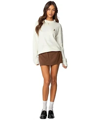 Edikted Womens Puppy Love Embroidered Sweater