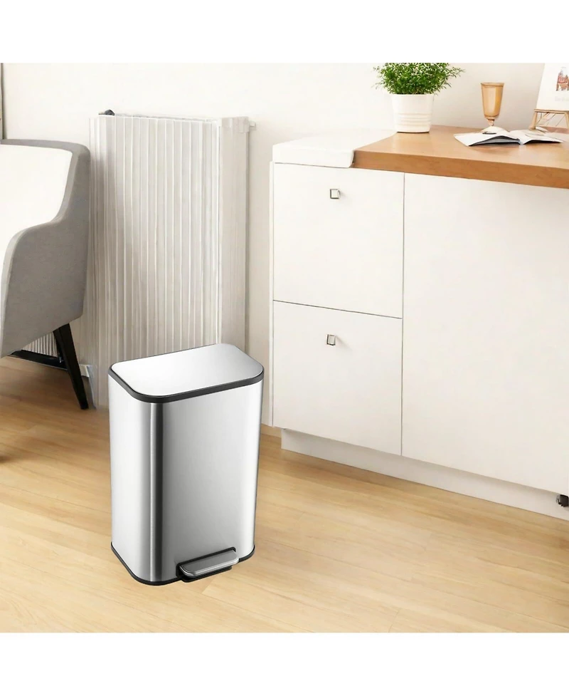 gaomon Stainless Steel Garbage Can with Lid, Step-On Pedal and Inner Bucket