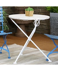 French Country Chestnut Wood Folding Round Bistro Table - 28"- White