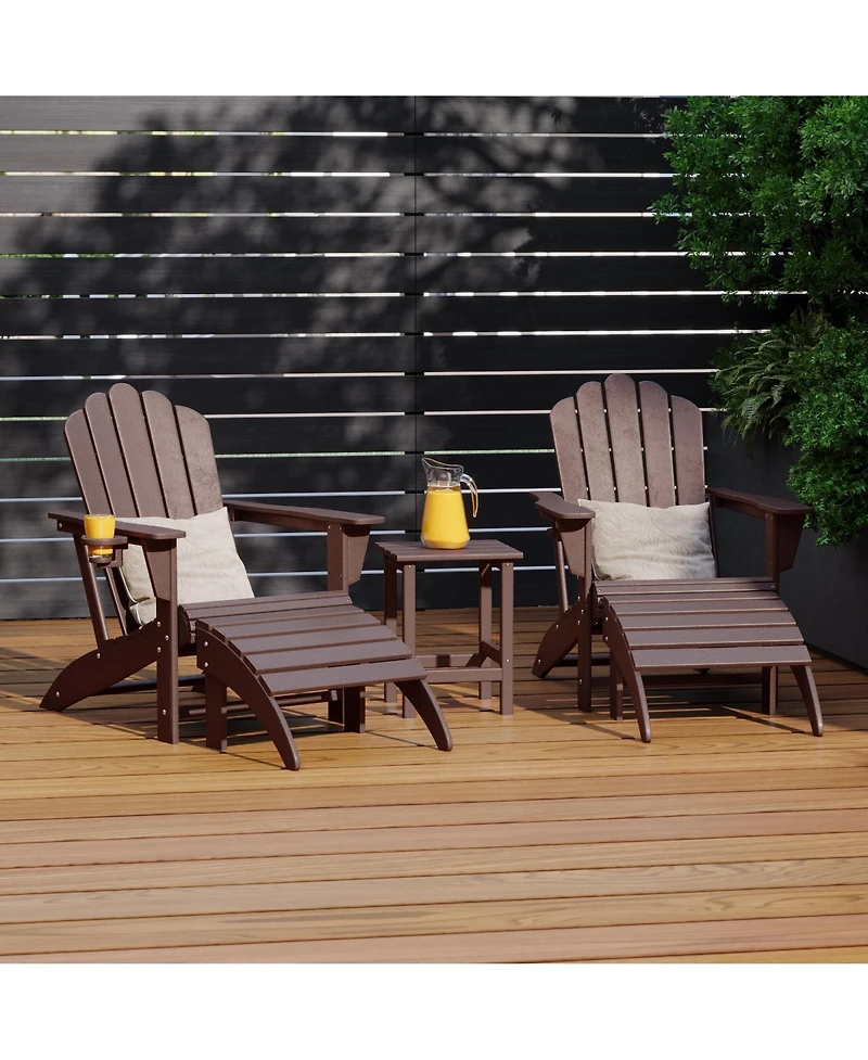 WestinTrends 5-Piece Adirondack Chair with Folding Ottoman and Table Set