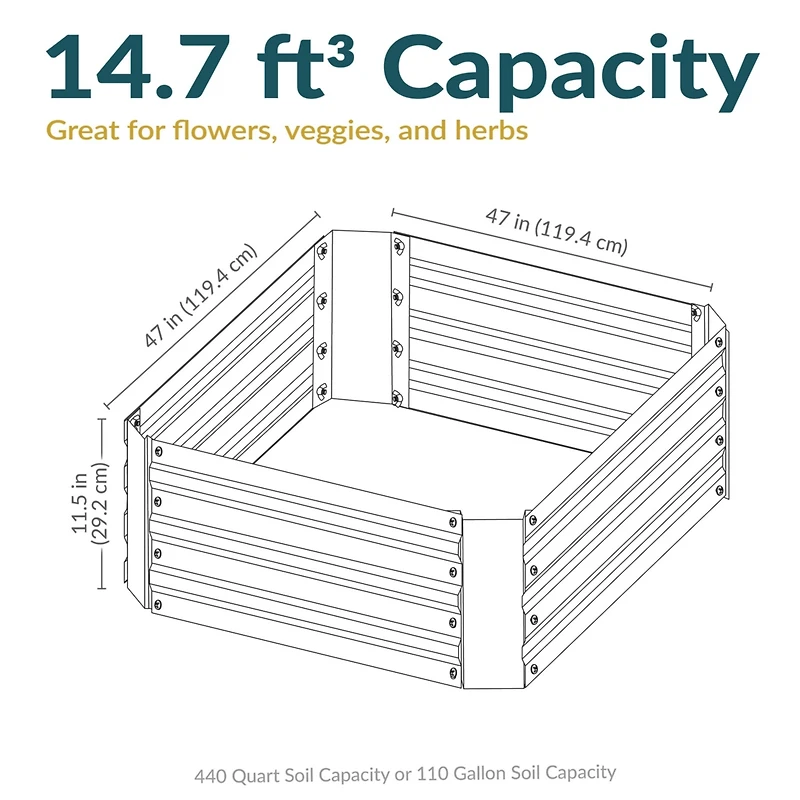Galvanized Rectangle Raised Garden Bed