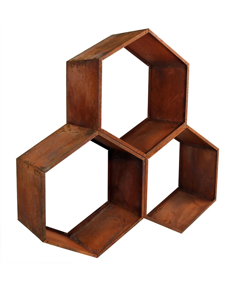 Indoor/Outdoor Heavy-Duty Steel Hexagon Honeycomb Fire Pit or Fireplace Firewood Log Rack Holder - 30