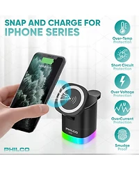 Philco 15W Fast Charging for Apple iPhone 16 15 14 13 12 11 MagSafe 3-in-1 Wireless Charging Station – Foldable Design, Charges Apple Watch & A