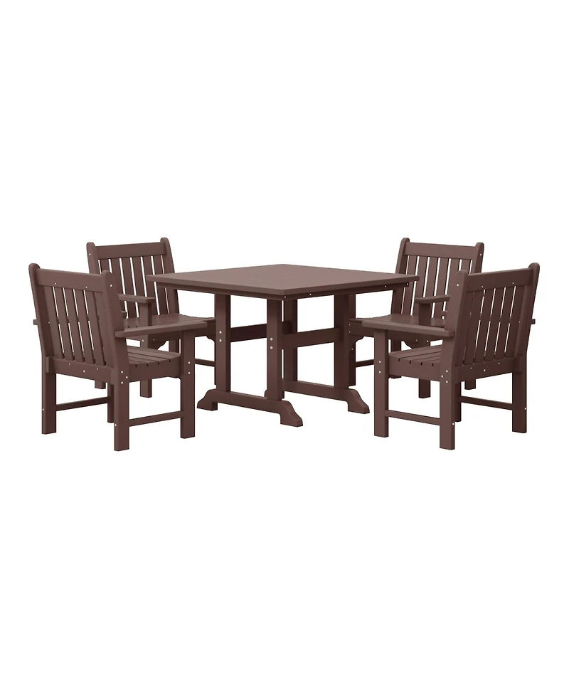 WestinTrends 5-Piece Hdpe Outdoor Patio Chair and Square Table Dining Set