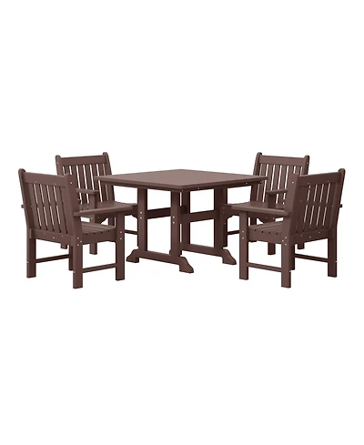 WestinTrends 5-Piece Hdpe Outdoor Patio Chair and Square Table Dining Set