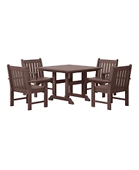 WestinTrends 5-Piece Hdpe Outdoor Patio Chair and Square Table Dining Set