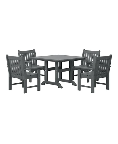 WestinTrends 5-Piece Hdpe Outdoor Patio Chair and Square Table Dining Set