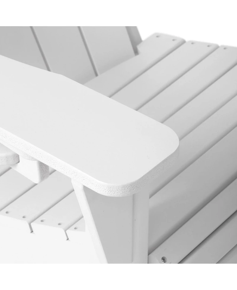 WestinTrends 4-Piece Outdoor Patio Hdpe Adirondack Chairs With Ottomans and Cup Holder Set