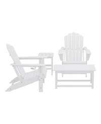 WestinTrends 4-Piece Adirondack Chairs with Cup Holders and Table Set