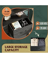 Wlive Fabric Dresser for Bedroom with Open Shelves Tall 8 Drawers Storage Tower Bins Chest of Closet Hallway