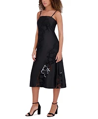 Siena Women's Embroidered Mesh Sleeveless Midi Dress