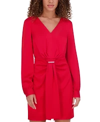 kensie Women's V-Neck Draped Blouson-Sleeve Sheath Dress
