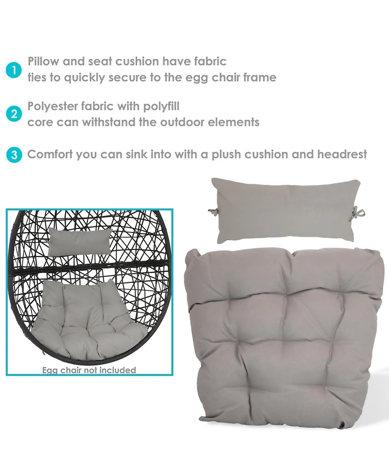 Outdoor Replacement Caroline Hanging Egg Chair Cushion and Headrest Pillow Set - 2pc