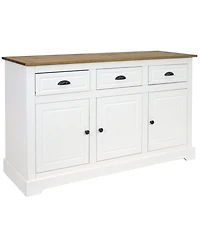 Solid Pine Sideboard Cabinet with 3 Drawers and 3 Doors - Features Adjustable Inner Cabinet Shelf - Zinc Alloy Hardware - Dark Brown- 32-Inch