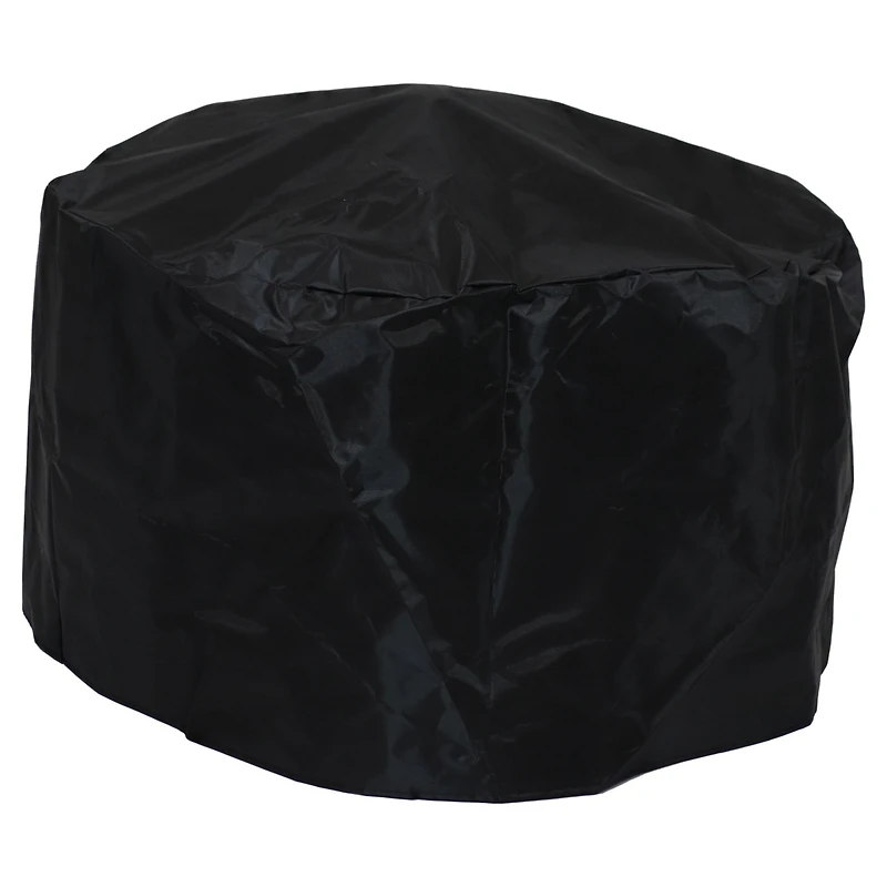 Steel Fire Pit with Bronze Trapezoid Pattern and Pvc Cover - 24.5" Round - Black