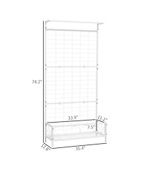 Outsunny 74" Tall Metal Plant Sd with Trellis and Hanging Bar,