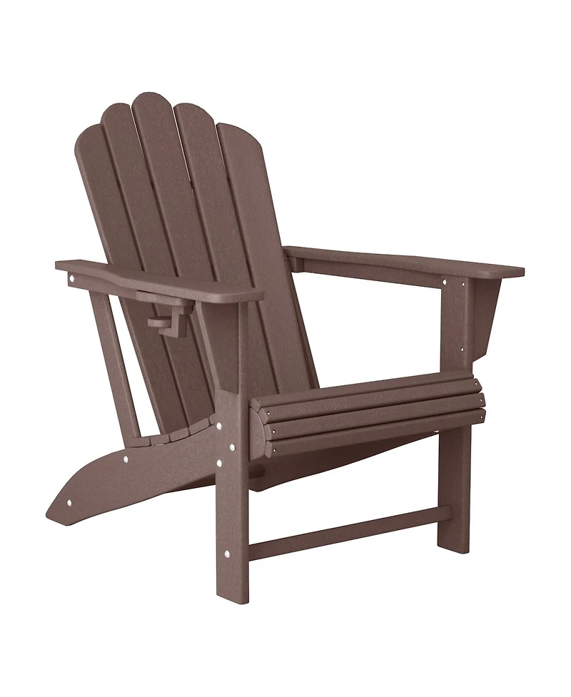 WestinTrends 3-Piece Adirondack Chair with Cup Holder and Folding Ottoman Table Set