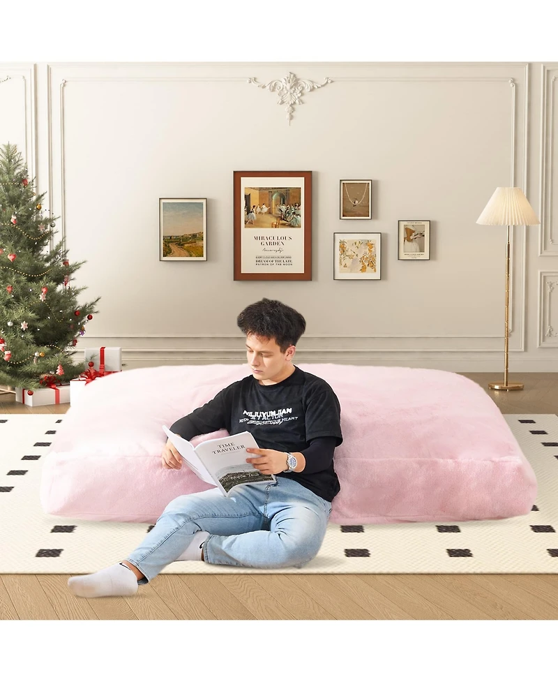 Giant Bean Bag Chair That Turns Into a Bed, Soft Convertible Floor Sofa for Bedroom or Gaming Room -The Pop Home