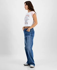 Celebrity Pink Juniors' High Rise Baggy Wide-Leg Curvy Jeans
