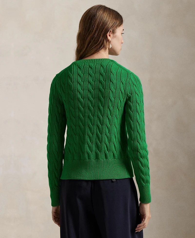 Polo Ralph Lauren Women's Cable-Knit Cotton Crewneck Cardigan Sweater