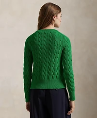 Polo Ralph Lauren Women's Cable-Knit Cotton Crewneck Cardigan Sweater