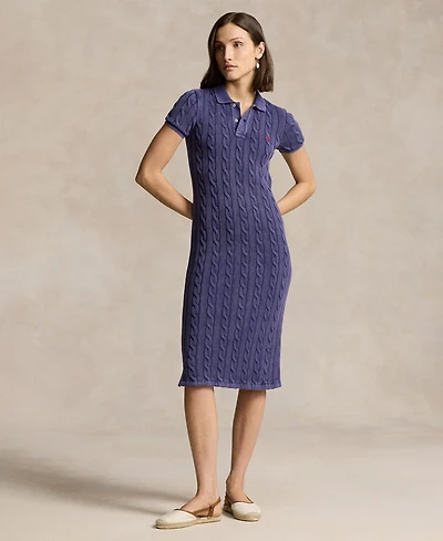 Polo Ralph Lauren Women's Cable-Knit Cotton Polo Midi Dress