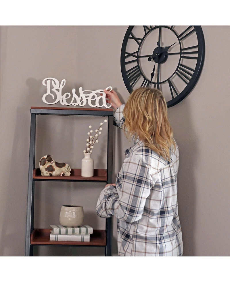 Indoor 4-Shelf Acacia Wood Ladder Bookshelf - 59.75" H