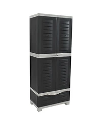 Versatile Storage Cabinet with 3 Adjustable Shelves and Lockable Doors - Charcoal w/ Gray Trim - 57.5"
