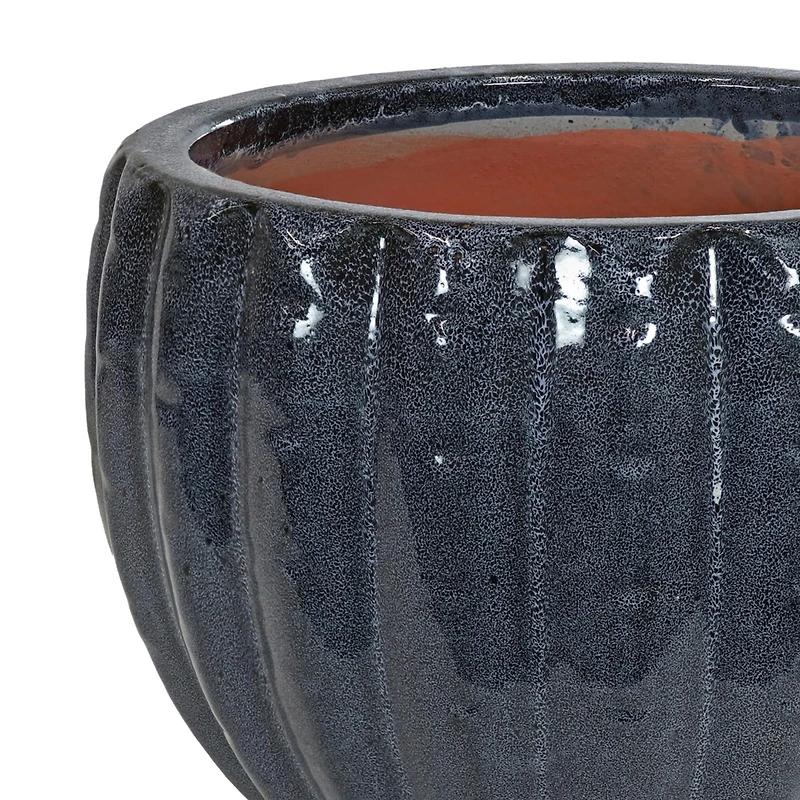 Round Ceramic Planter - Black Mist - 10" - Set of 2