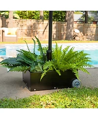 Rolling Outdoor Umbrella Base with Fillable Planter for Umbrellas 2" Diameter Poles