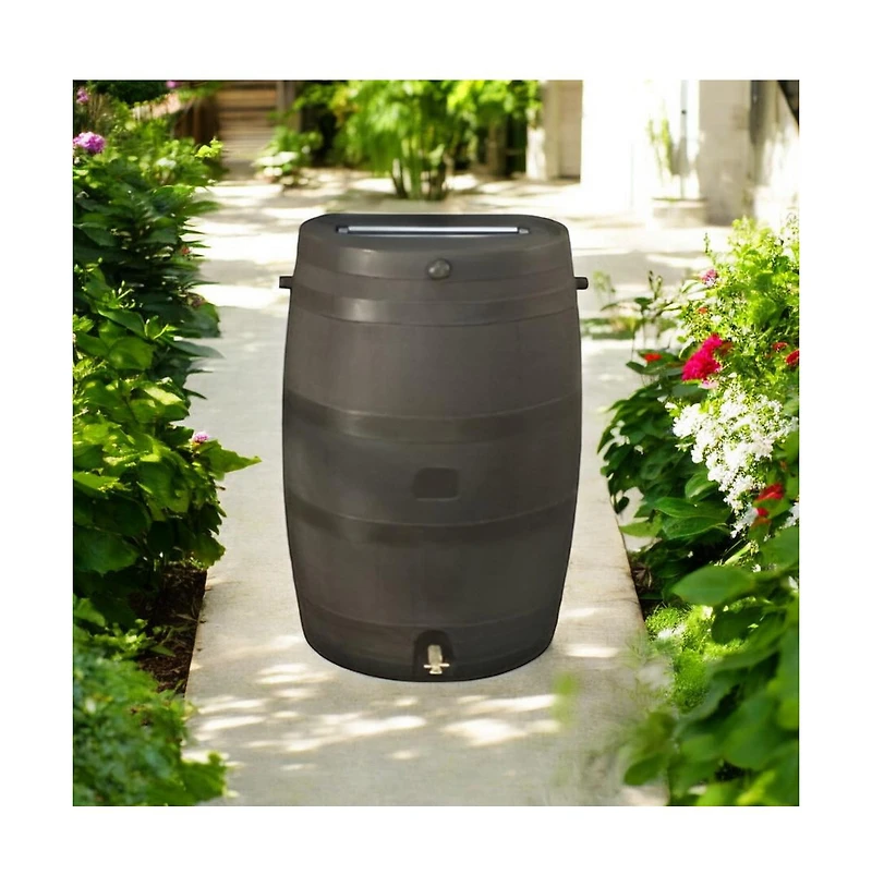 Slickblue Rain Water Collection Barrel with Brass Spigot for Eco-Friendly Water Harvesting