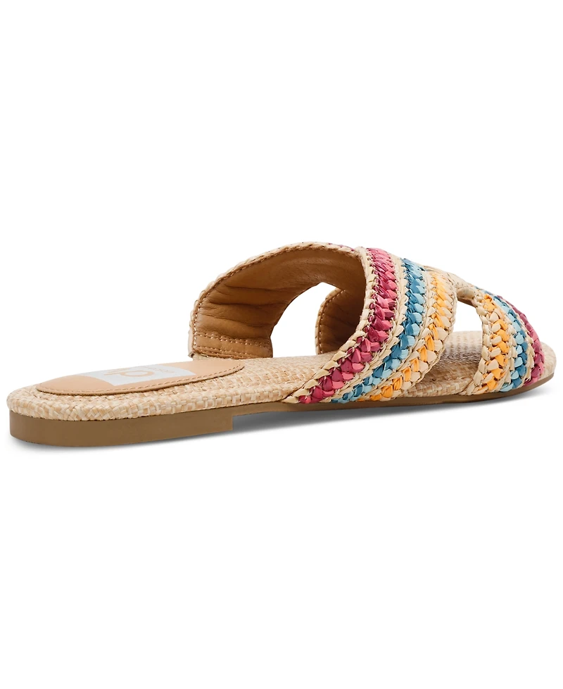 Dv Dolce Vita Women's Geeya Raffia Criss Cross Strap Flat Slide Sandals