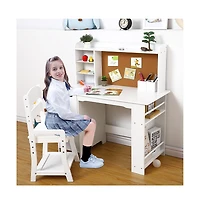 gaomon Wooden Study Desk and Chair Set for Kids,White Learning Table