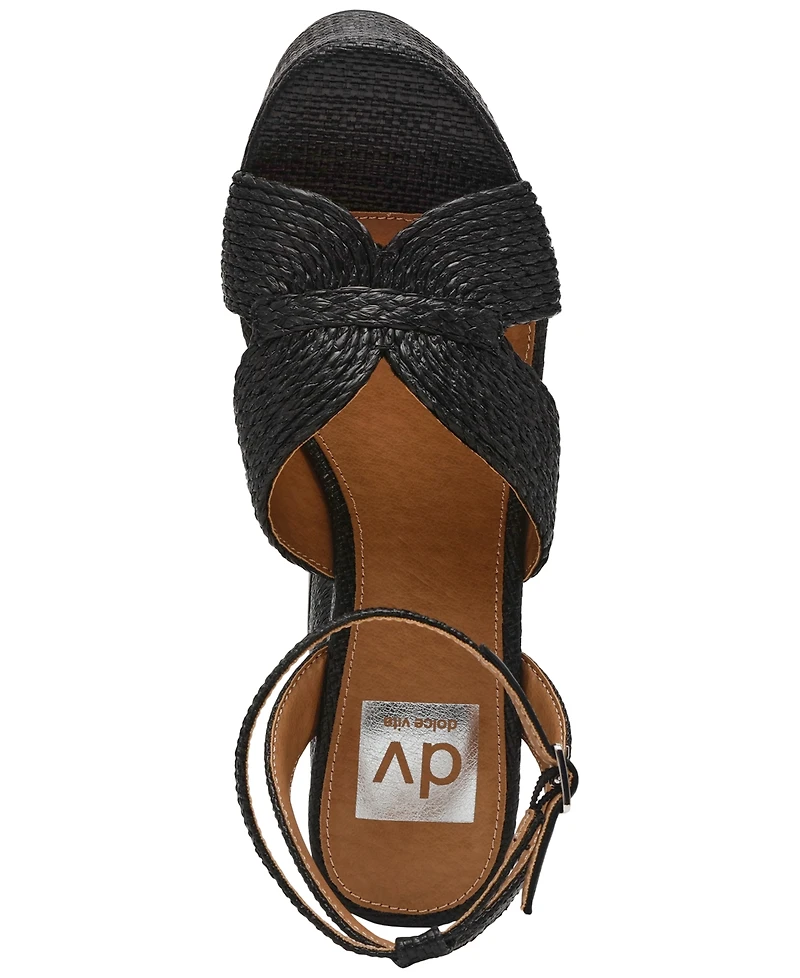 Dv Dolce Vita Women's Waylan Raffia Platform Crossband Dress Sandals