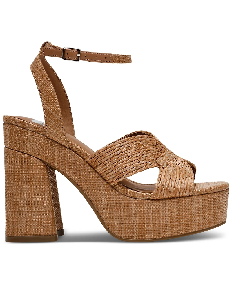 Dv Dolce Vita Women's Waylan Raffia Platform Crossband Dress Sandals