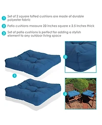 Indoor/Outdoor Square Tufted Patio Chair Seat and Back Cushions - 20" - 2pk