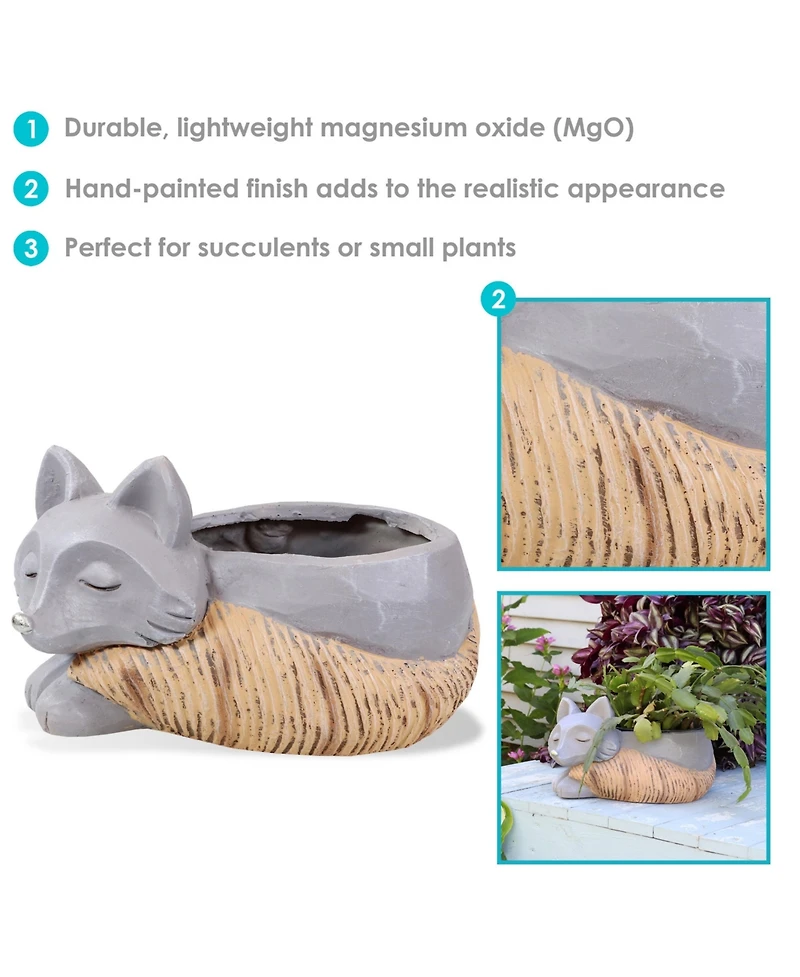 Finley the Fox Planter Statue - Indoor/Indoor Decorative Figurine - 12"