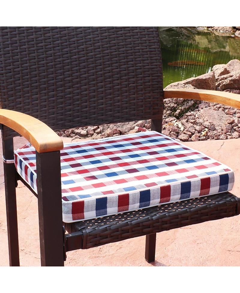 Square Indoor/Outdoor Seat Cushions with Ties - 17" Square x 2" Thick - Americano - 2-Pack