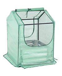 Steel Raised Garden Bed with Greenhouse Cover - Green