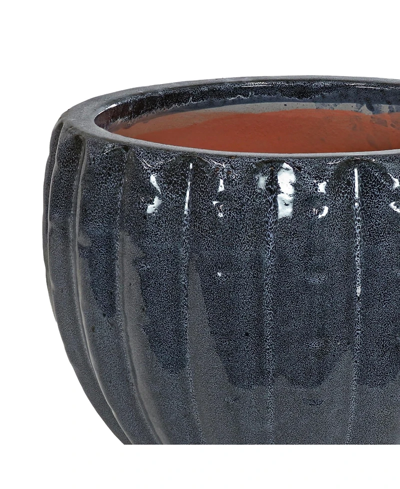 Round Ceramic Planter - Black Mist - 13.5"