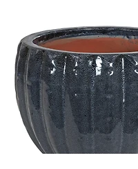 Round Ceramic Planter - Black Mist - 13.5"
