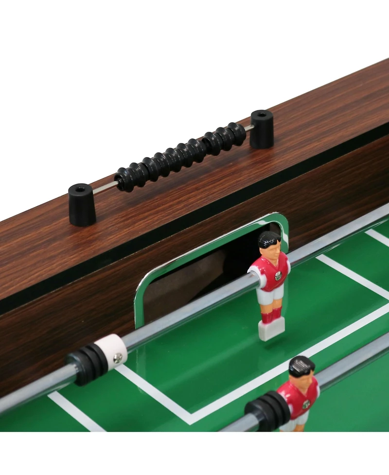 Indoor Classic Faux Wood Foosball Soccer Game Table with Manual Scorers and Folding Drink Holders - 5'