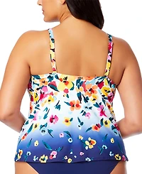 Anne Cole Plus Size Floral-Print Tankini Top